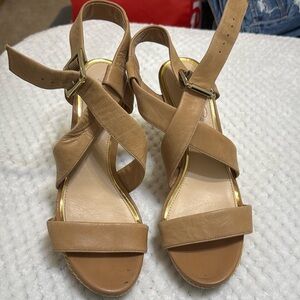 Jessica Simpson tan wedges, size 9.5